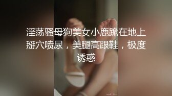 淫荡骚母狗美女小鹿跪在地上掰穴喷尿，美腿高跟鞋，极度诱惑