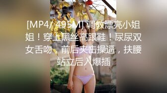 [MP4/ 495M] 调教漂亮小姐姐！穿上黑丝高跟鞋！尿尿双女舌吻，前后夹击操逼，扶腰站立后入爆插