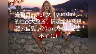 推特巨乳美少女「yunsimi」的性欲大放送，情趣丝袜高跟骚穴自慰，20cm大棒实在受不了 (1)